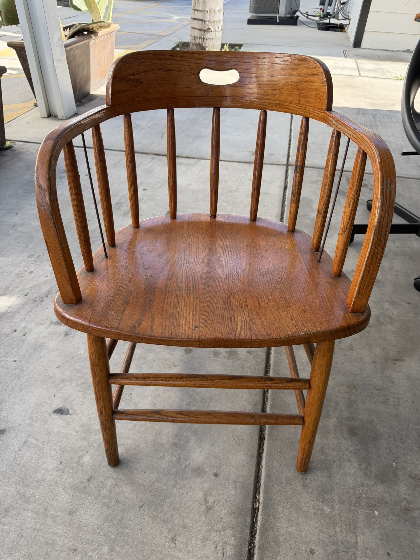 Vintage Solid Wood Barrel-Back Chair