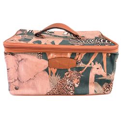 Vintage Herz Safari Jungle Sahara Animal Print Travel Cosmetic Toiletry Bag