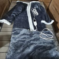 Wearable Heated Blanket with Foot Pocket, 52"x72" Electric Blanket with Sleeves for 6 Heat Settings, 12 Hours Timer, Flannel & , Deep Gray