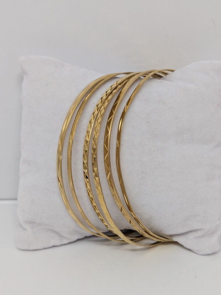 18k Yellow Gold x6 Bangle Bracelets 