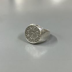 Sterling Silver Aztec Mayan Calendar Ring - Size 8