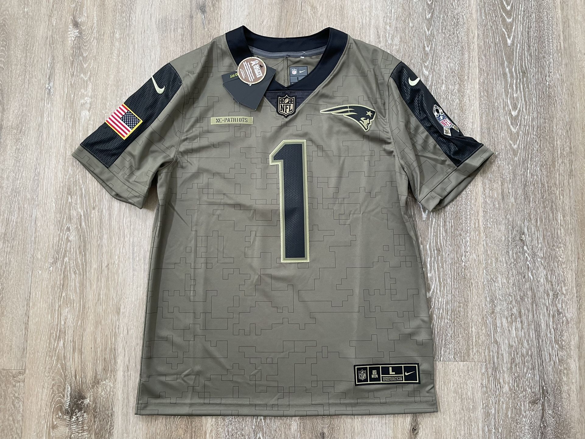 Nike NFL Cam Newton NE New England Patriots Salute to Service Jersey Men Sz L US