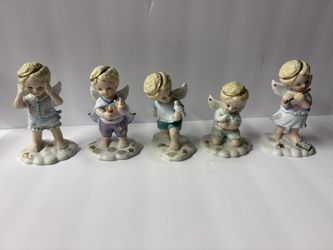 5 Vintage Figurines Tender Hearts Collection Katharine Stevenson Bronson Collectibles. 5 Pieces Of Set Bundles
