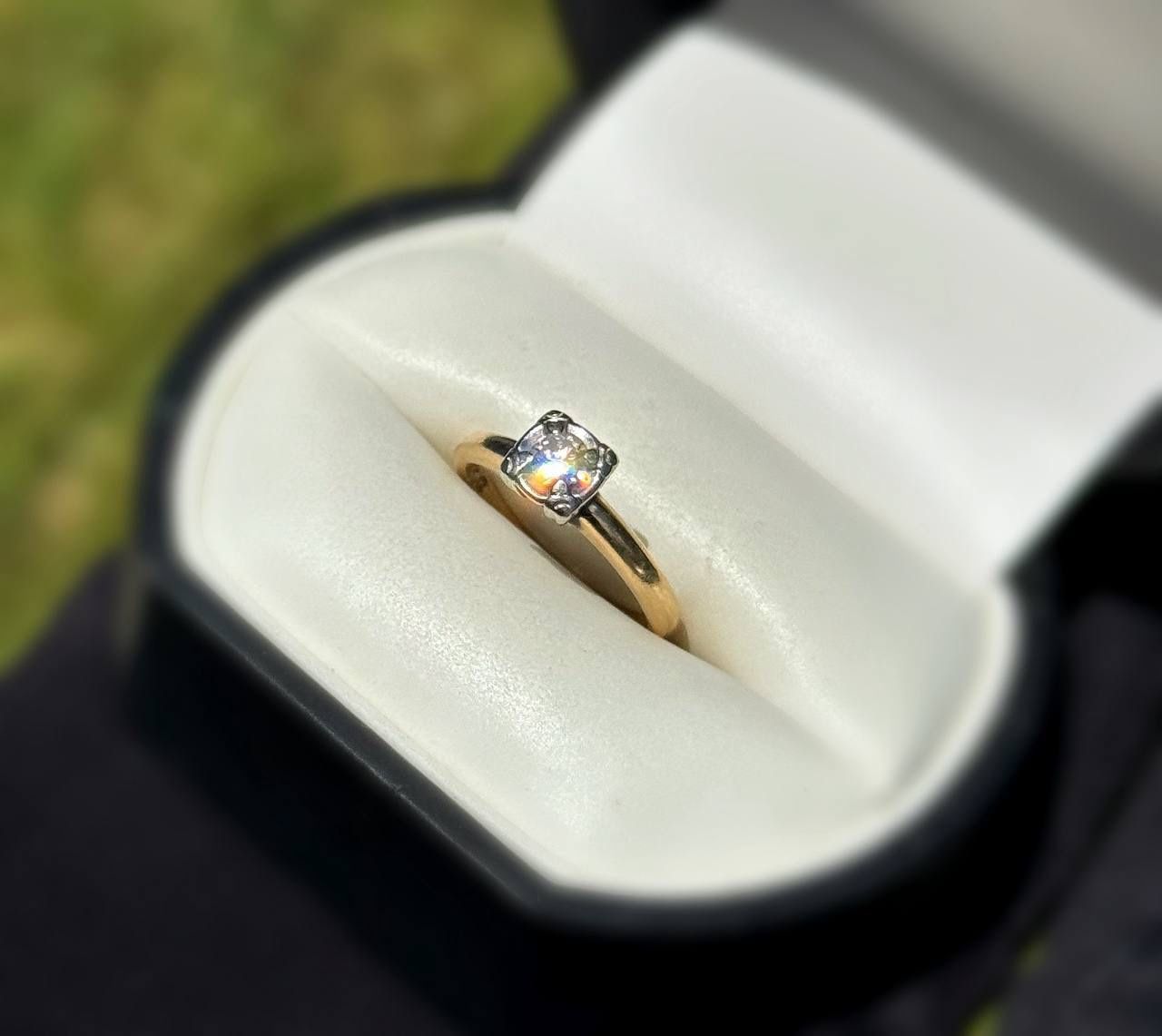 Jewelry 14k solid yellow gold natural diamond 0.17CT ring size 4.50