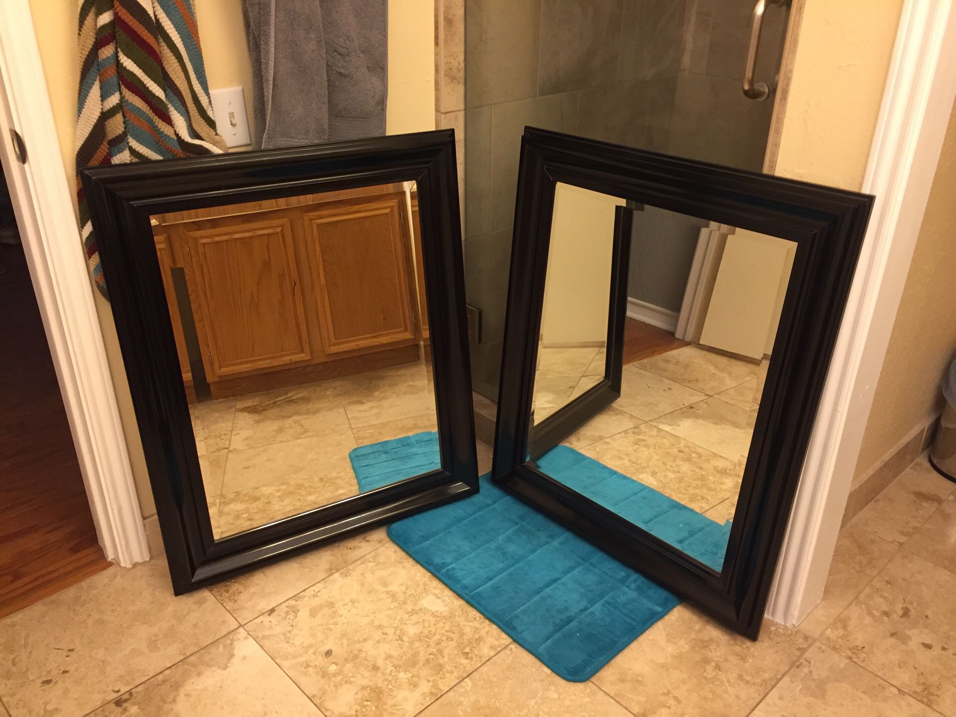Reduced!!! Two matching black framed mirrors