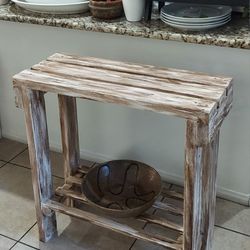 30"H X 30"W X 12"D (3 Planks) 🌱 Solid Wood Console/Buffet/TV/Garden Table with Shelf ::: Distressed Havana Coffee/Cream
