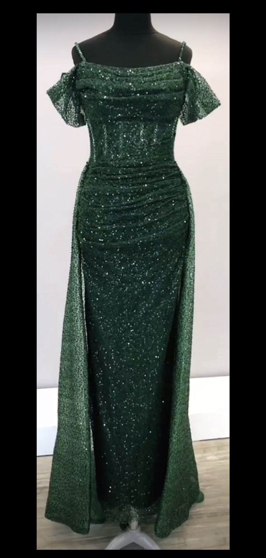 Green Corset Sequin Elegant Dress