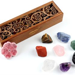 Chakra Stones Set -Natural Rough Raw Stone Reiki Healing Crystals for Healing, Meditation, Chakra Balance or Ritual（ Rough*8 pcs）