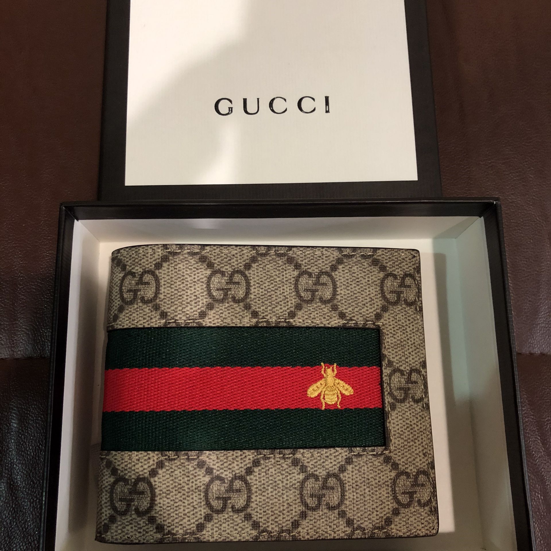 Gucci Wallet Bee Monogram Money Holder Red Green New Unisex
