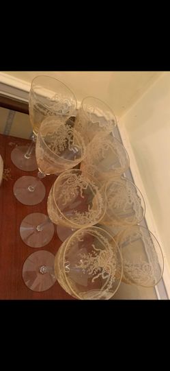 Fostoria Topaz crystal Goblets And Plates