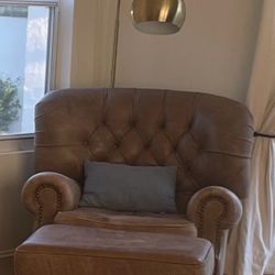 Leather Club Chair And Ottoman 