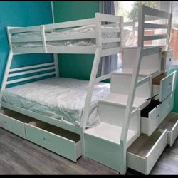 Jason White Bunk Bed With Trundle $10 Down Payment And Financing Available