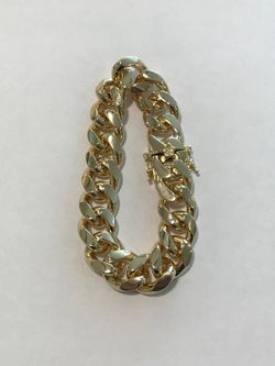14k Gold Plated Miami Cuban Box Lock Bracelet