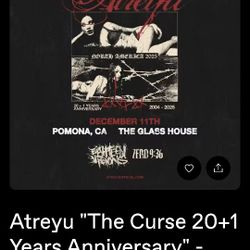 Atreyu Tickets 2, Friday Dec. 12 Pomona 