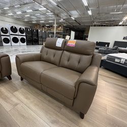 Prospera home Malibu top grain leather zero gravity power recliner loveseat