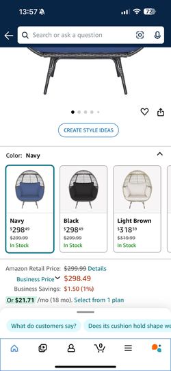 YITAHOME Egg Chair with Stand Oversized Egg Lounge Chair with Cushion Wicker Chair PE Rattan Chair with Legs for Patio, Garden, Backyard, Porch, Blue