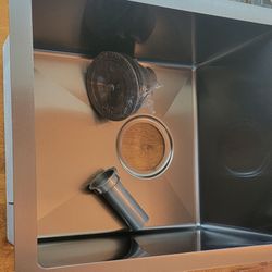 Hotis Stainless Steel Gunmetal Undermount Sink 15"×17"×9" For Bar Kitchen RV Prep Utility 