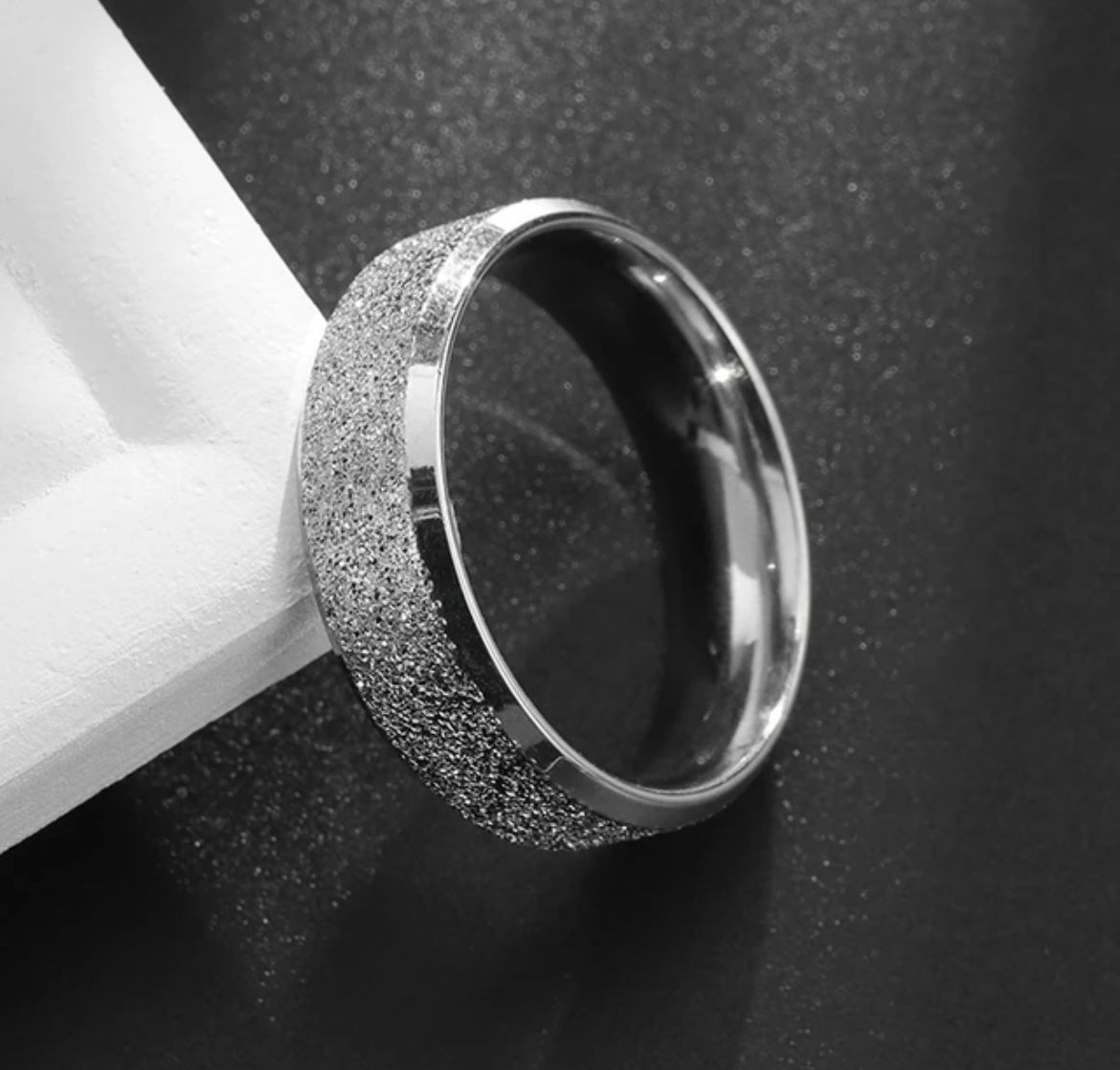 Stainless Steel Sparkling Silver Ring