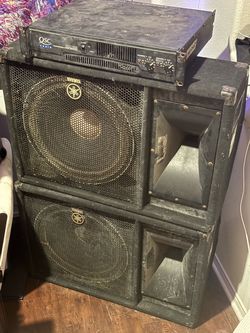 4x $125 Yamaha SM15V and 2x $250 QSC RMX 1450 speakers and amp amplifier burning man