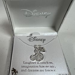 Disney Fine Silver Plated Genuine Crystal Mickey Mouse Necklace 
