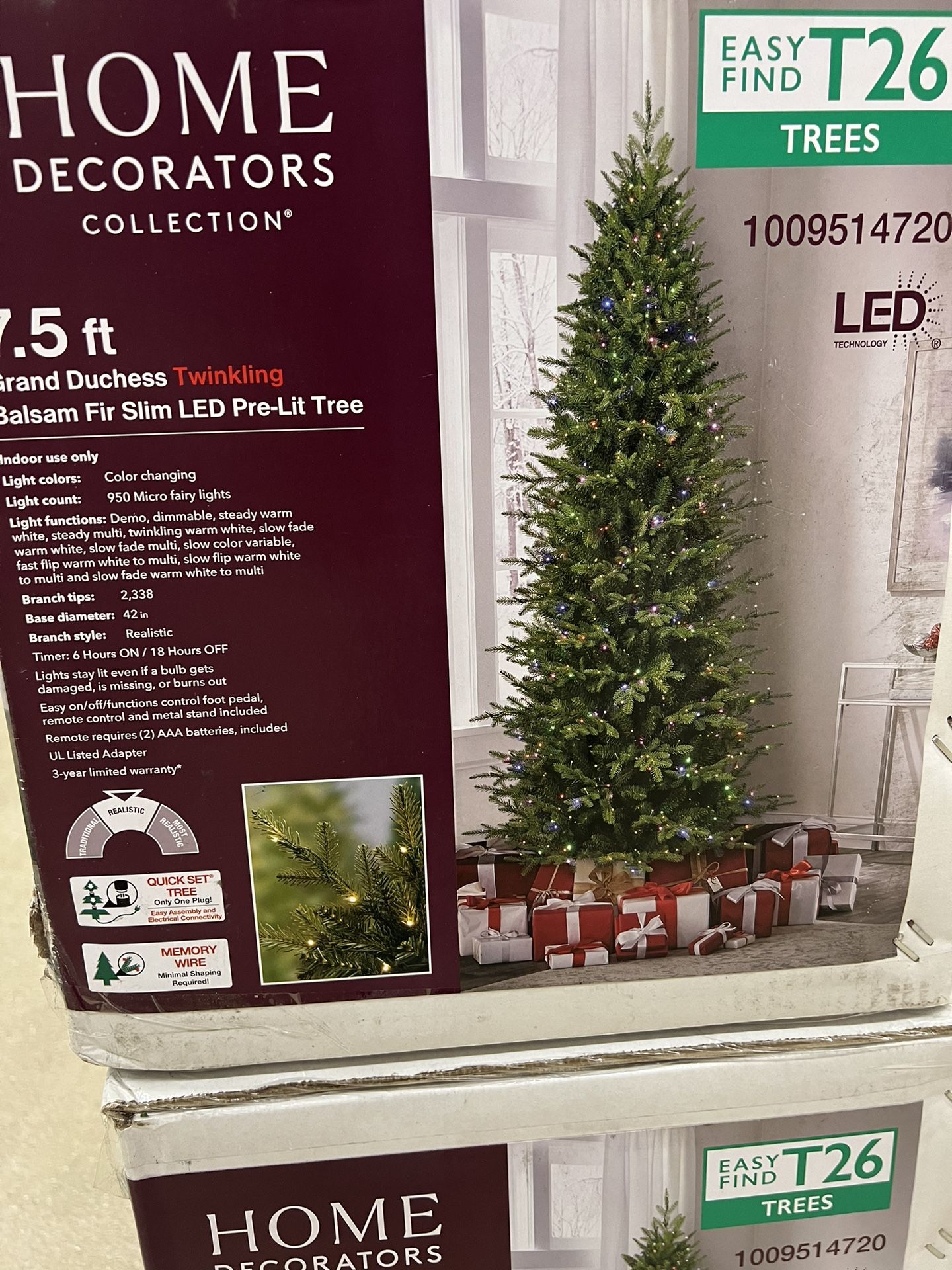 Home Decorators Collection 7.5 ft. Pre-Lit LED Grand Duchess Twinkling Fir Slim Artificial Christmas Tree T26