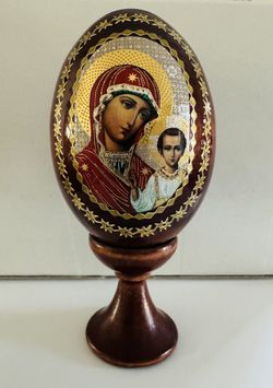 3 Wooden oval Holy icon, handmade.
