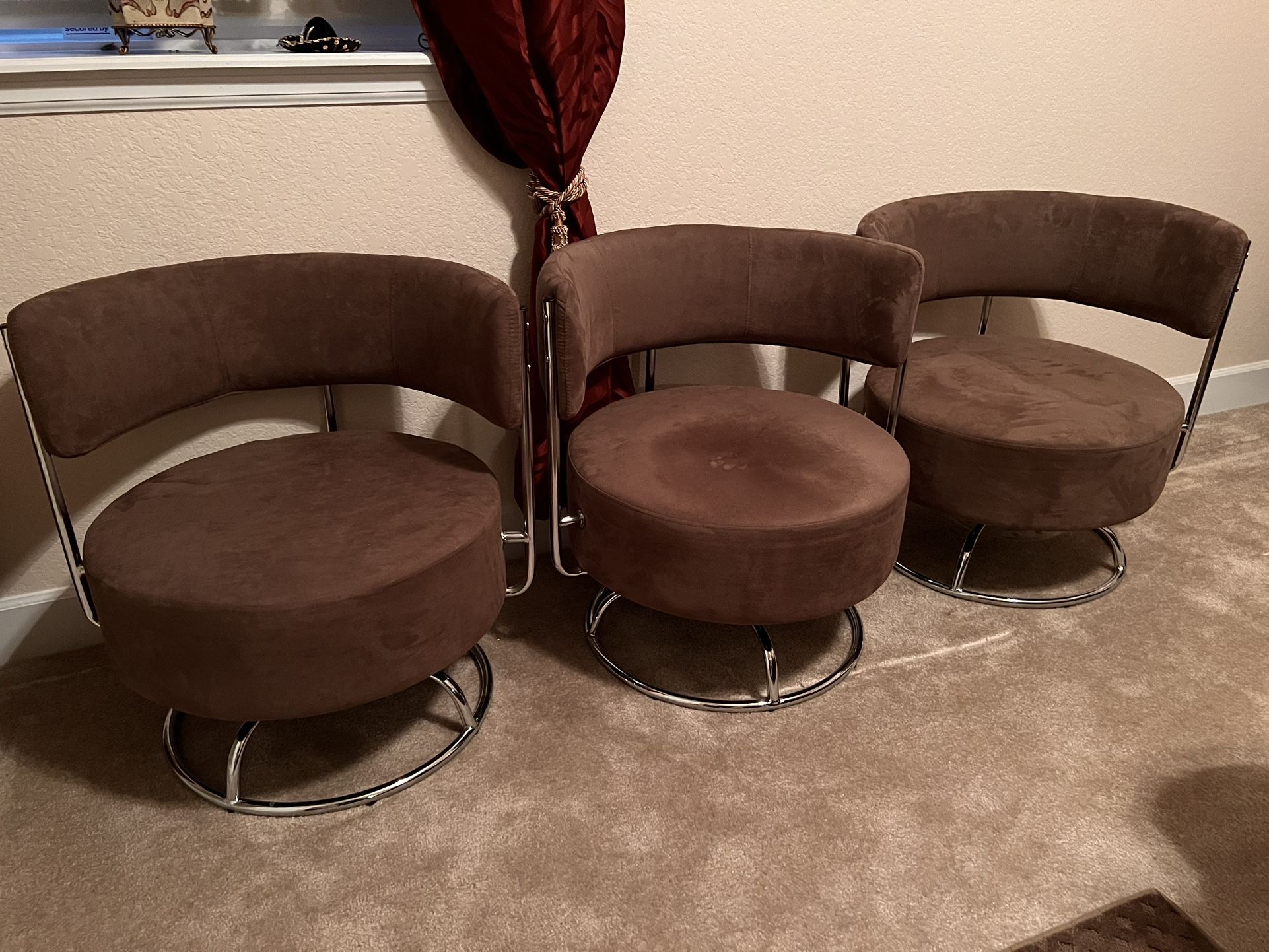 Set Of 3 New Low Swivel Chairs.