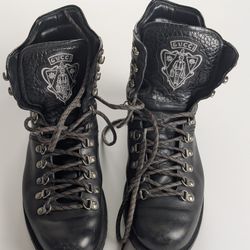 Men's Leather Hiking Boots Black Size 9 US / 8G UK – Read Description
