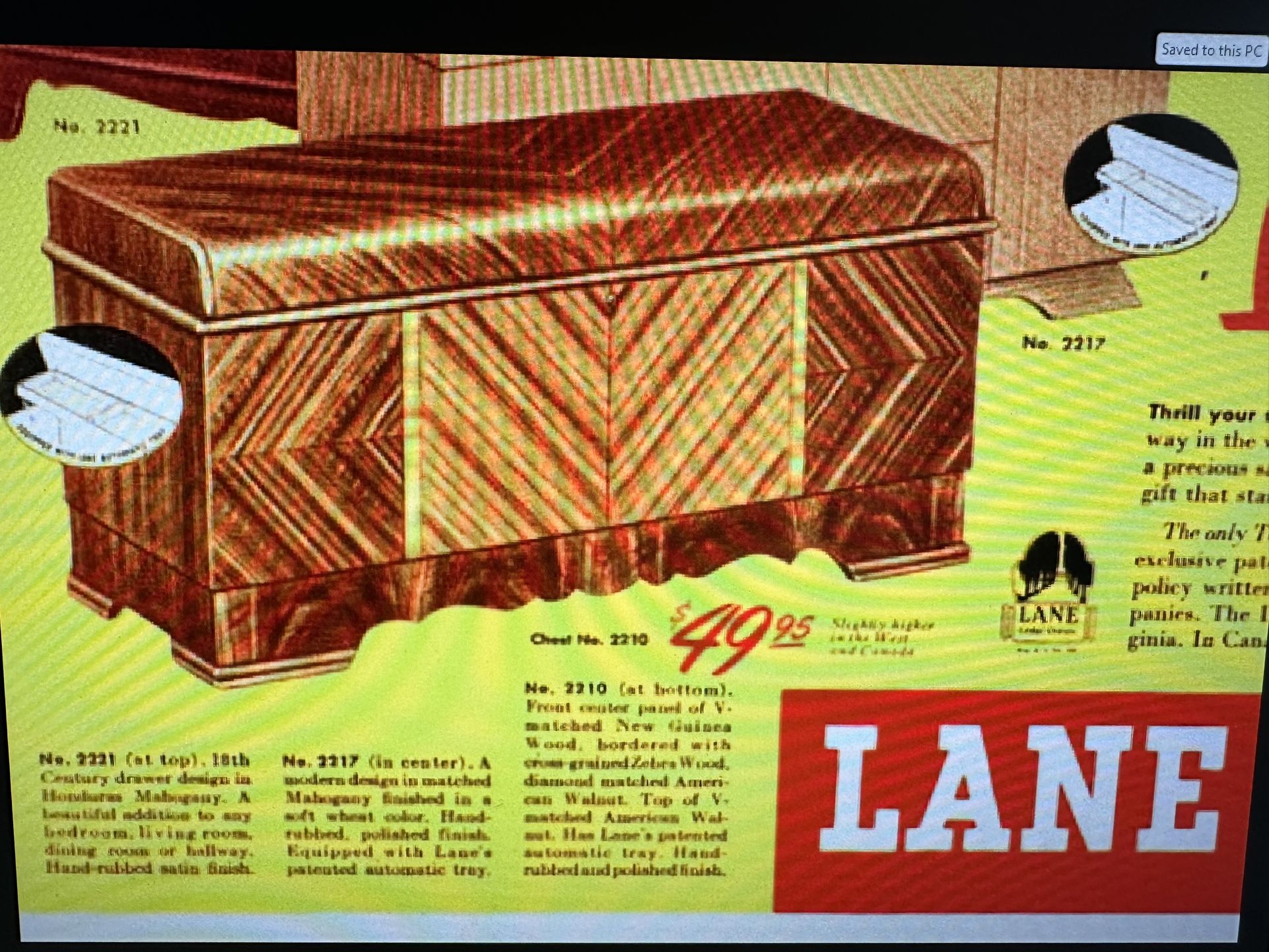 Antique Lame Cedar Lined Hope Chest