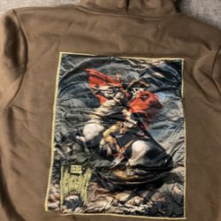 NWT Rebel Vengeance Hoodie Mens Large M Brown Skeleton Napoleon Sweater Fleece