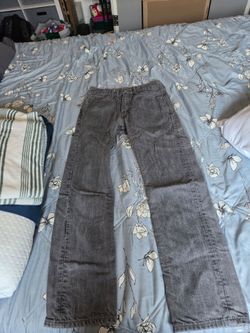 Gray Wide-Leg Denim Jeans