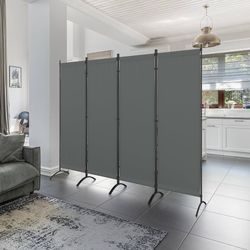Upgraded Room Divider Folding Privacy Screens 4 Panel Partitions 88" Wall Dividers Portable Separating for Home Office Bedroom Dorm Decor (Grey)