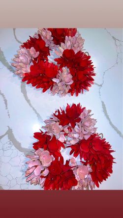 Red and Pink Wooden Flower Decor