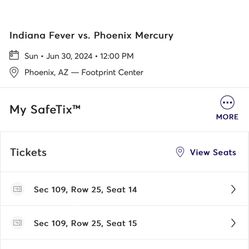 4 Mercury vs Indiana Fever June 30th
