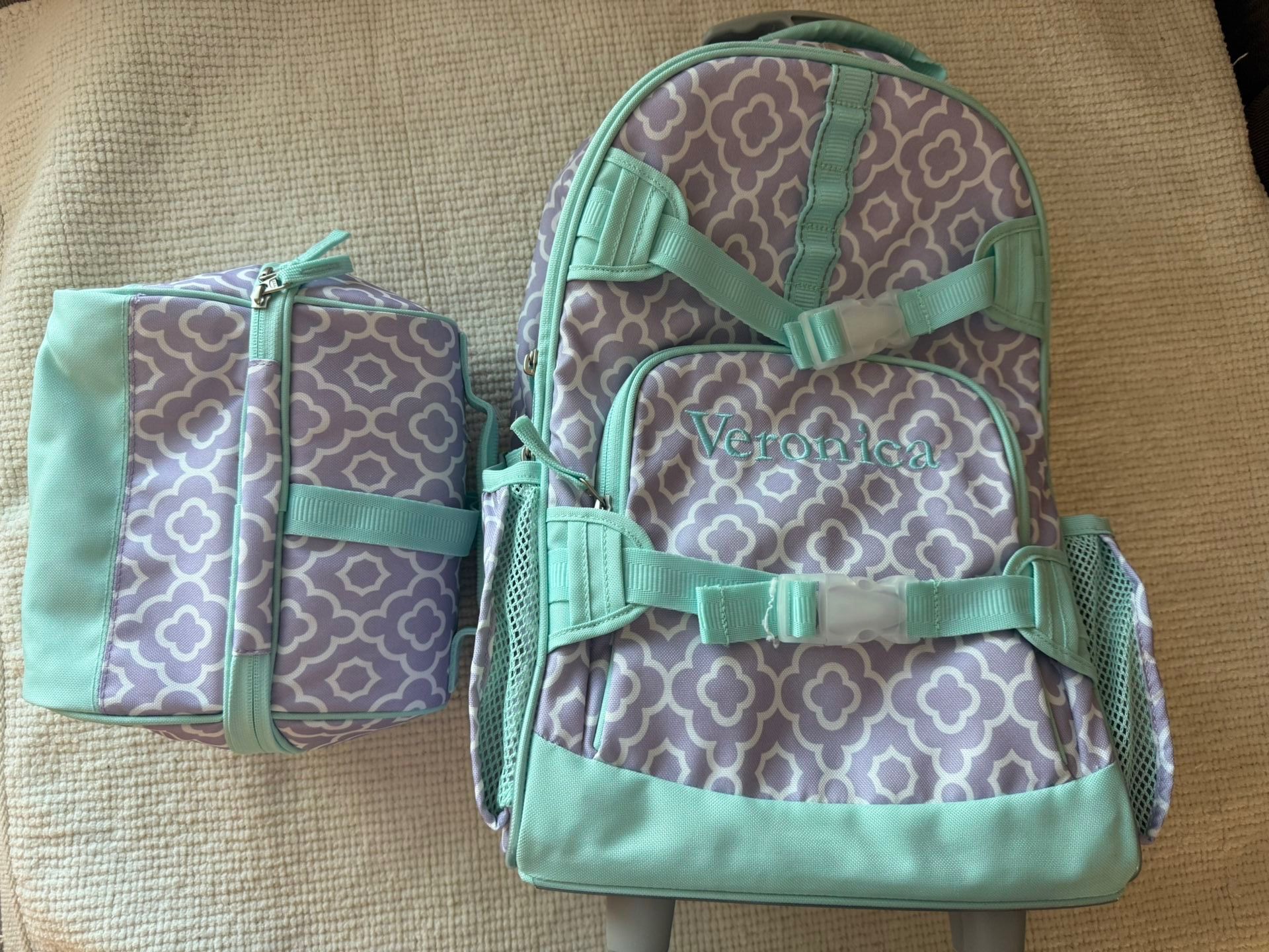 BRAND NEW Pottery Barn rolling Backpack And Lunch Bag