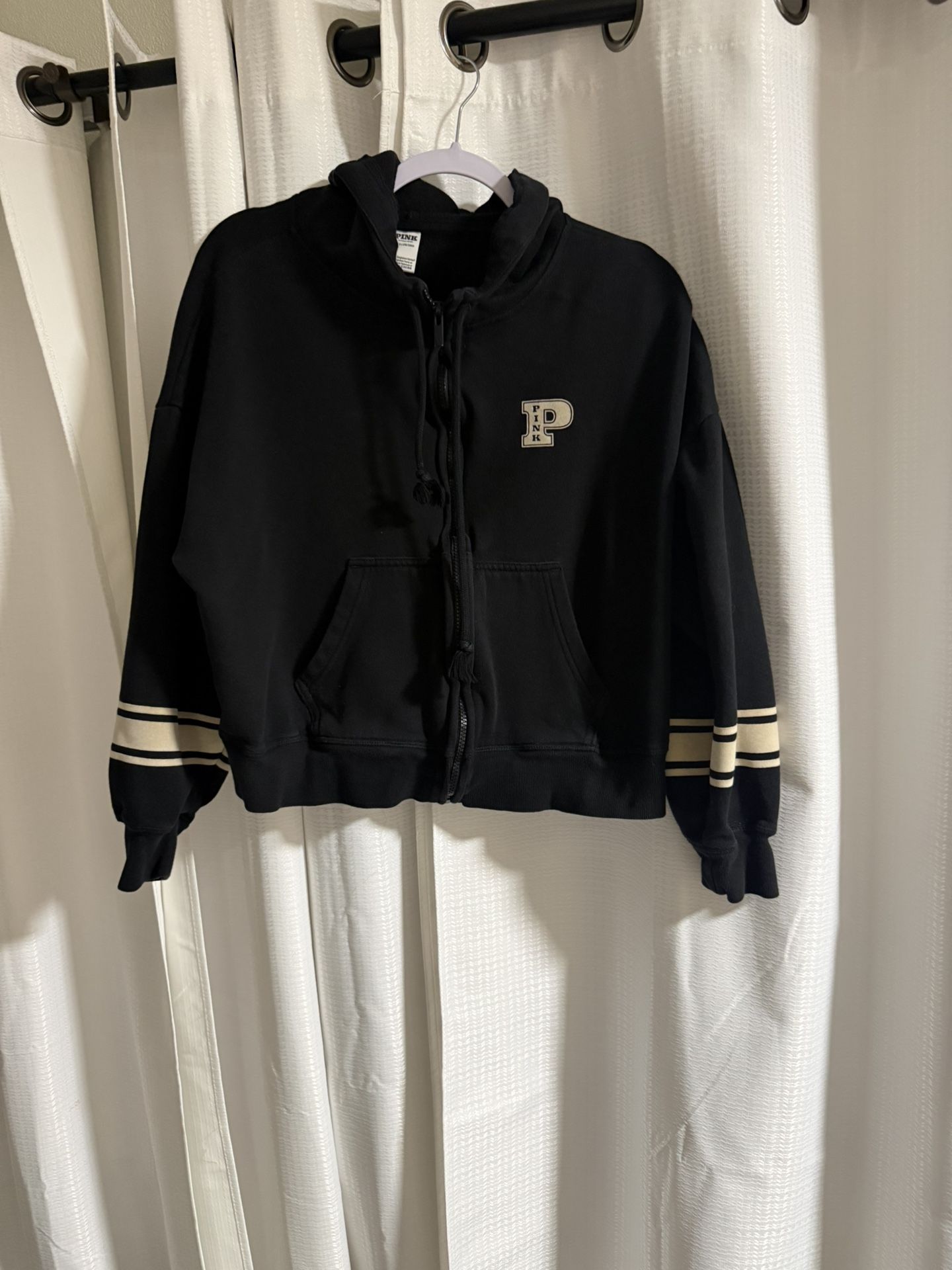 victoria's secret pink Full Zip Hoodie Black Large Women’s