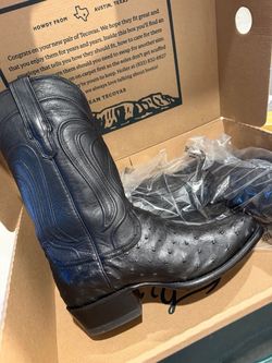 Tecovas Black Ostrich Leather Cowboy Boot