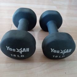 (2) 18 Lbs Dumbbells Neoprene 