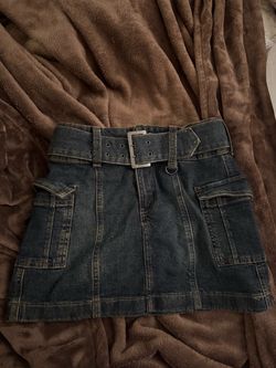 Denim Cargo Mini Skirt with Belt
