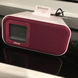 Ihome maroon and white bluetooth clock