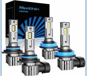 H11 9005 Bulbs Combo, 6000K White H9/H8 HB3 Fog Bulb, Pack of 4 Real 1:1 Mini Size with Fan, 5 Mins Plug and Play, IP67