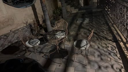 Metal outside table in church