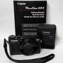 Canon PowerShot G9X  20.2MP Digital Camera BLACK with wrist strap + battery/charger + manual [Near Mint]