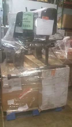 Pallet with exercise bikes, and more