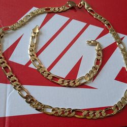 Gold Plated Chain And Bracelet 