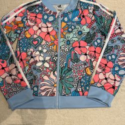 Adidas Girls Floral Track Jacket Size XL/14-16 New No Tags