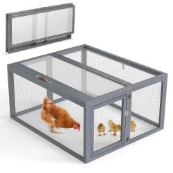 Chicken Coop Run Rabbit Hutch, 44" grey Portable Chicken Cage Pens with Top Side Opening Doors, NEW 
