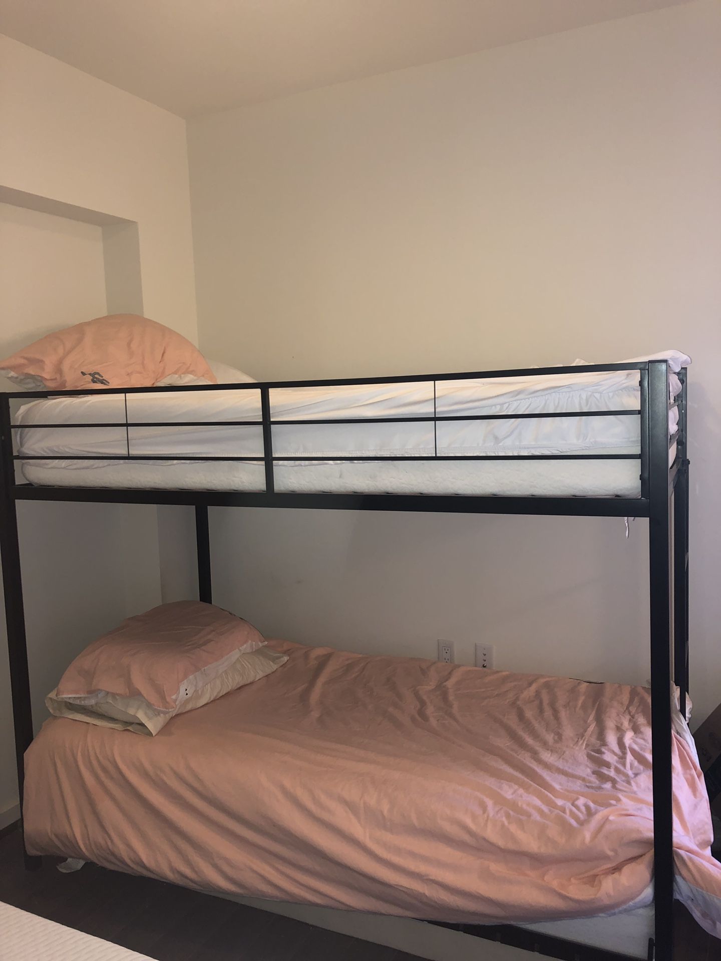 Two memory foam mattresses and bunk bed