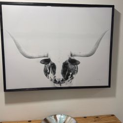 Bull Canvas N Frame 32x42”
