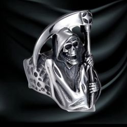 Biker Death Reaper Hip Hop Skull Halloween Ring 